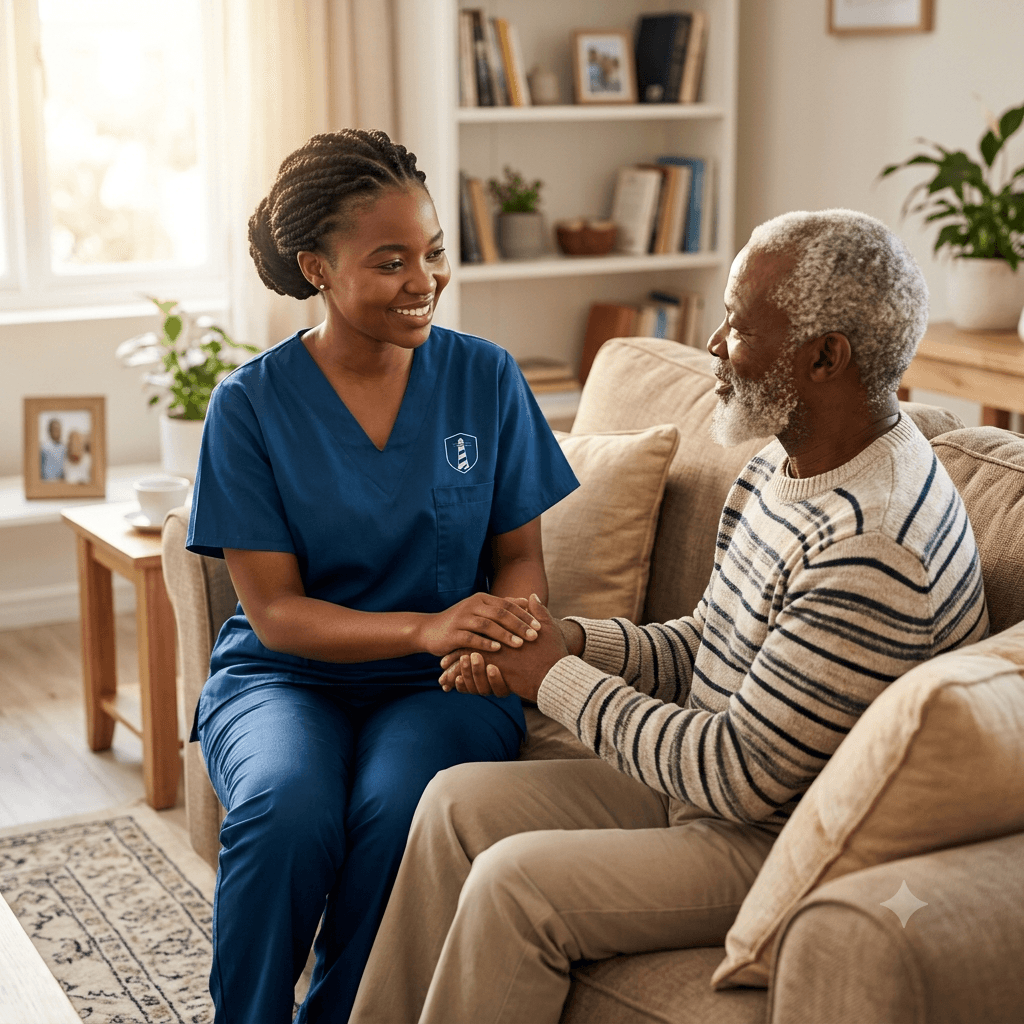 Caregiver with elderly client